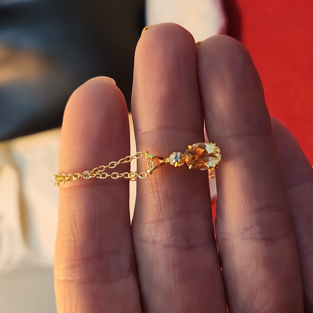 18K Gold Plated Citrine Pendant and Chain Necklace
